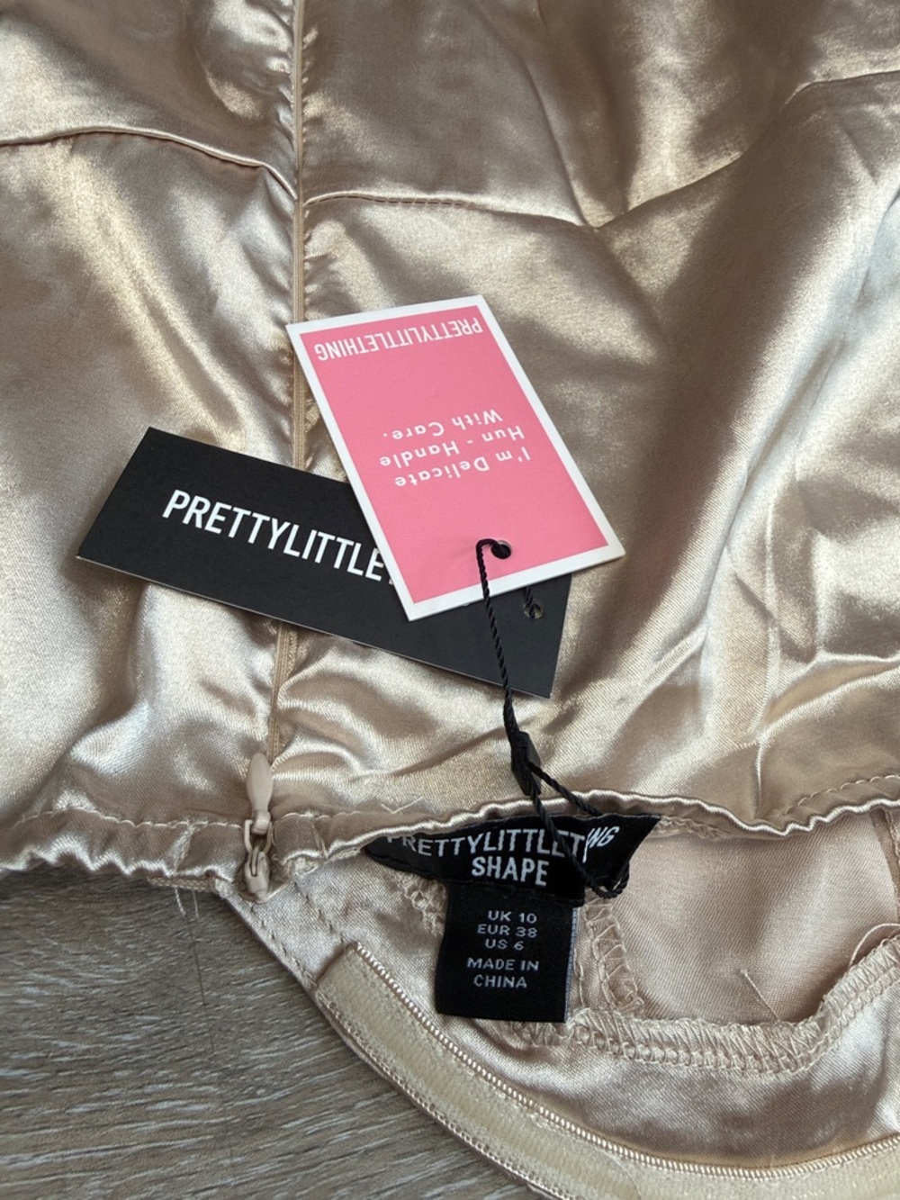 PRETTYLITTLETHING Champagne Satin Shaping Slip - Women's Intimates size 6 - Picture 2 of 7